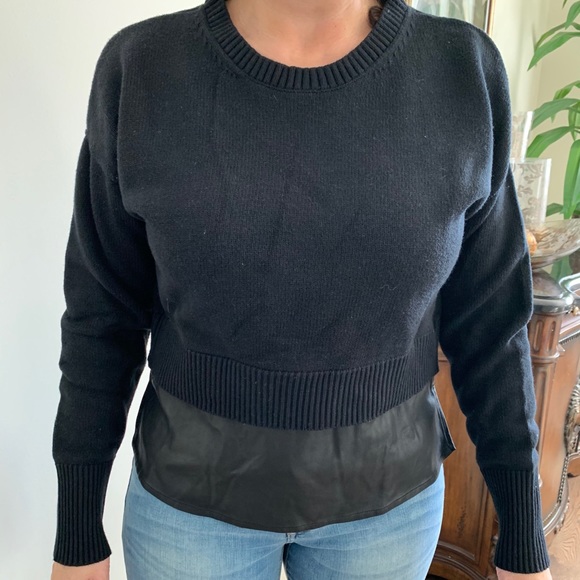 Banana Republic Twofer Style Leather Sweater 🖤 - Picture 1 of 4